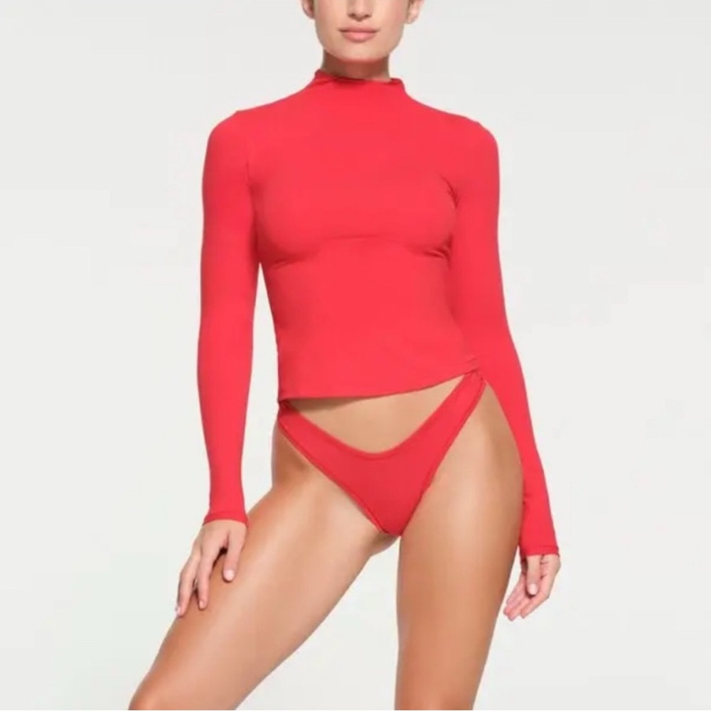 SKIMS Red Long Sleeve rolled neck turtleneck Women's Top